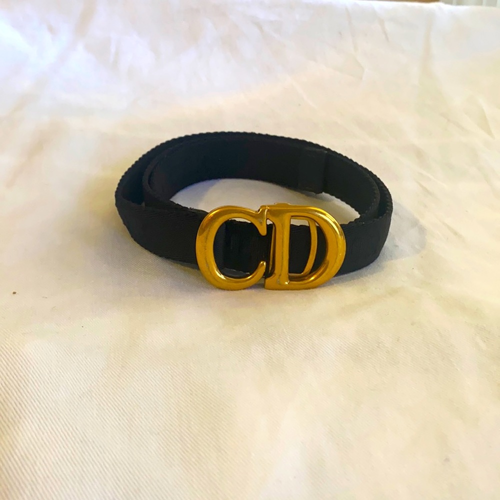 Christian Dior black and gold belt